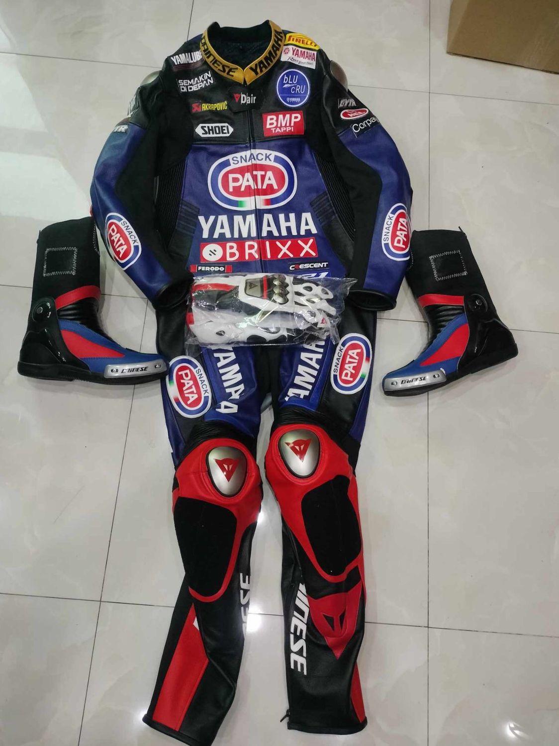 Leather Yamaha Motorcycle Suit with Custom Design