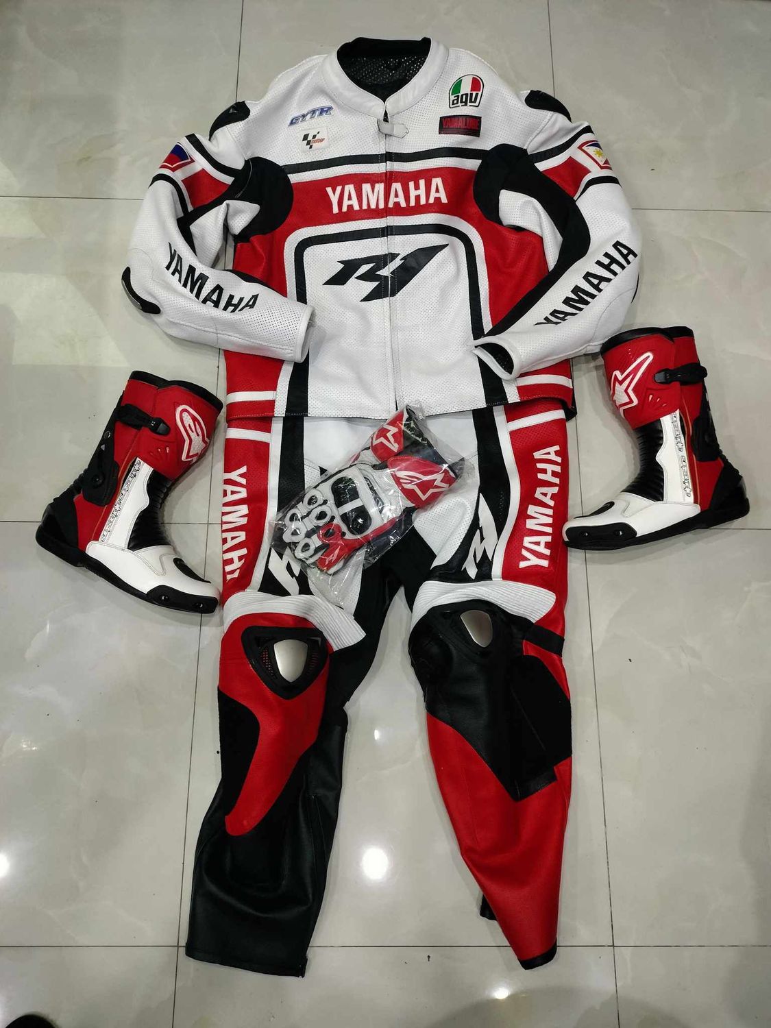 Leather Yamaha Motorcycle Suit with Custom Design