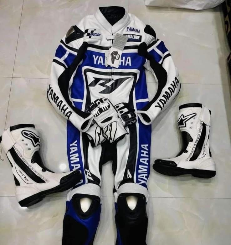 Leather Yamaha Motorcycle Suit with Custom Design