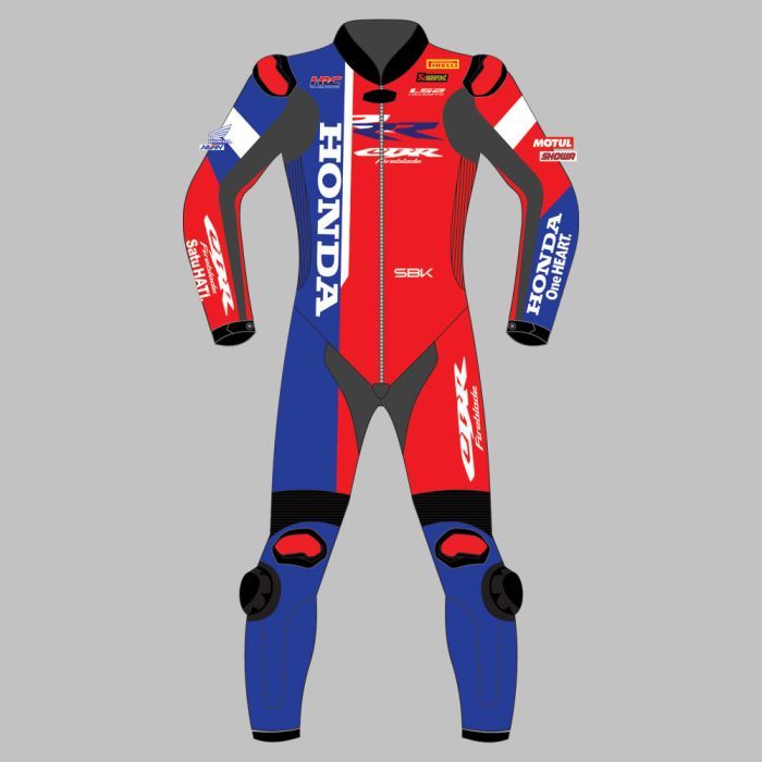 Leather MotoGP Honda Suit with CE AAA-approved Protection
