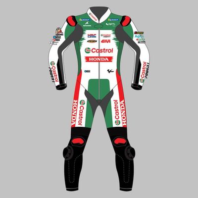 Leather MotoGP Honda Suit with CE AAA-approved Protection