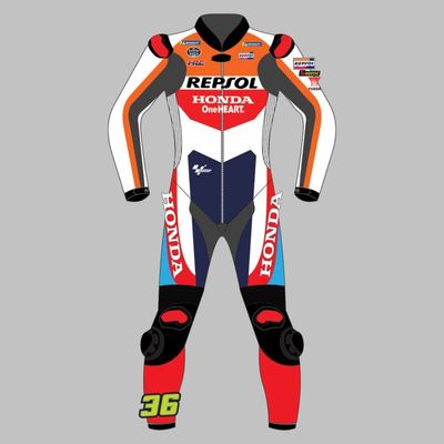 Leather MotoGP Honda Suit with CE AAA-approved Protection