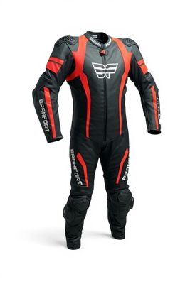 Deka One-Piece Leather Racing Suit Red Florescent