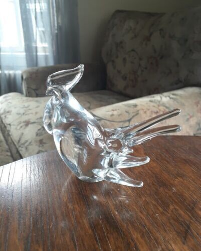 Crystal Clear Glass Rooster Paperweight 4" x 4.5"