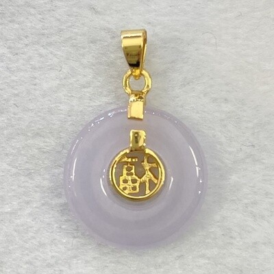 Lavender Jade “福” Pendant/Jade Donuts Pendant/Happiness/Good Luck Pendant/Good Health Jade Pendant