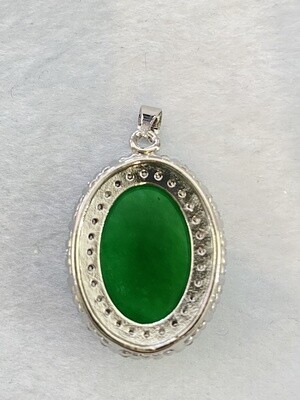 Oval Jade crystal  Pendant/Green Jade Pendant/Good Luck Jade Pendant/Good Fortune