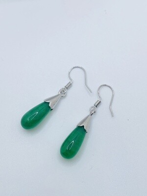 Green Jade Teardrop Earring/Good Luck /Dangling Jade Earring