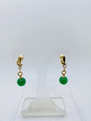 Green Jade Earrings/Crystal/Jade Bead Earring/Studs Drop Dangle Earring