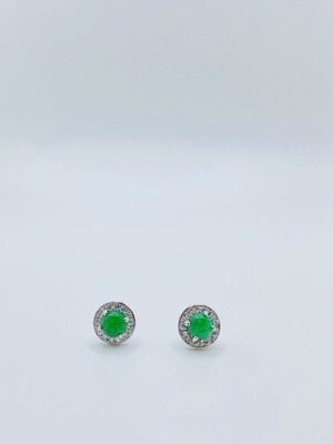 Jade Earrings/Crystal/Stud Jade Earring/Green Jade
