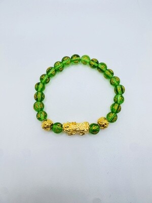 8mm  Green Crystal PiYao Bracelet/FengShui Bracelet/Good Luck Bracelet/Wealth/Protection