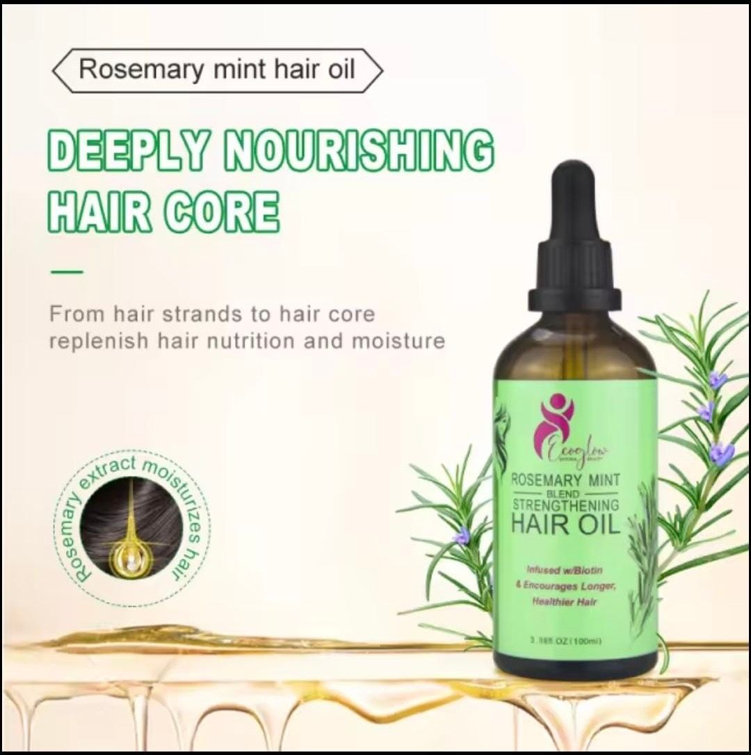 EcoGlow Rosemary &amp; Mint Hair Oil – Strength &amp; Shine