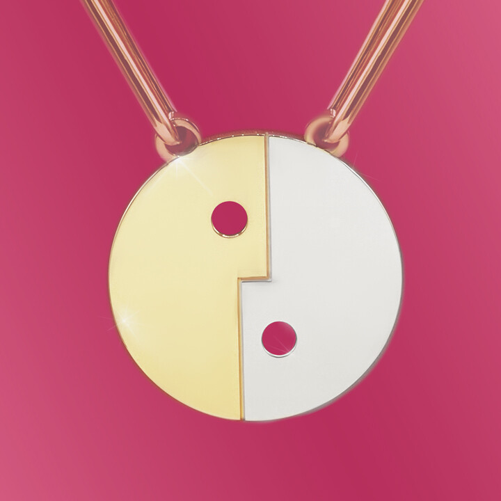 Custom Smaller Pendent, Metal: Yellow Gold and Rhodium Plated, Stones: No Stones