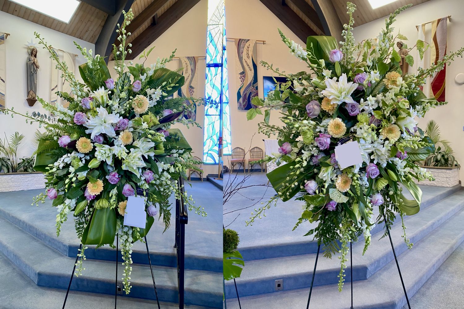 $1000 (Set of 2 - $500 Standing Sprays) Fresh Flower Easel Funeral Sympathy Arrangements