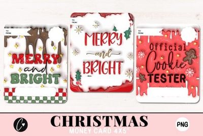 3D Inflated Christmas Money Card Bundle Graphic