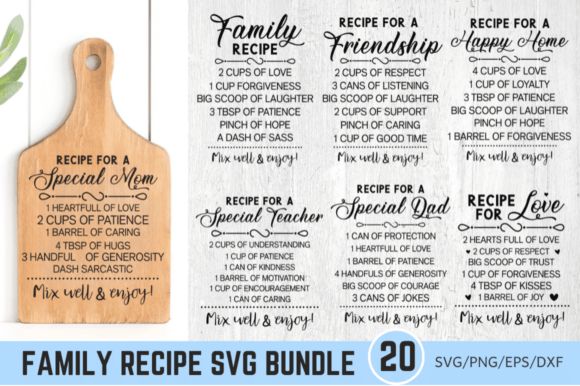Family Recipe Cutting Board, SVG Bundle