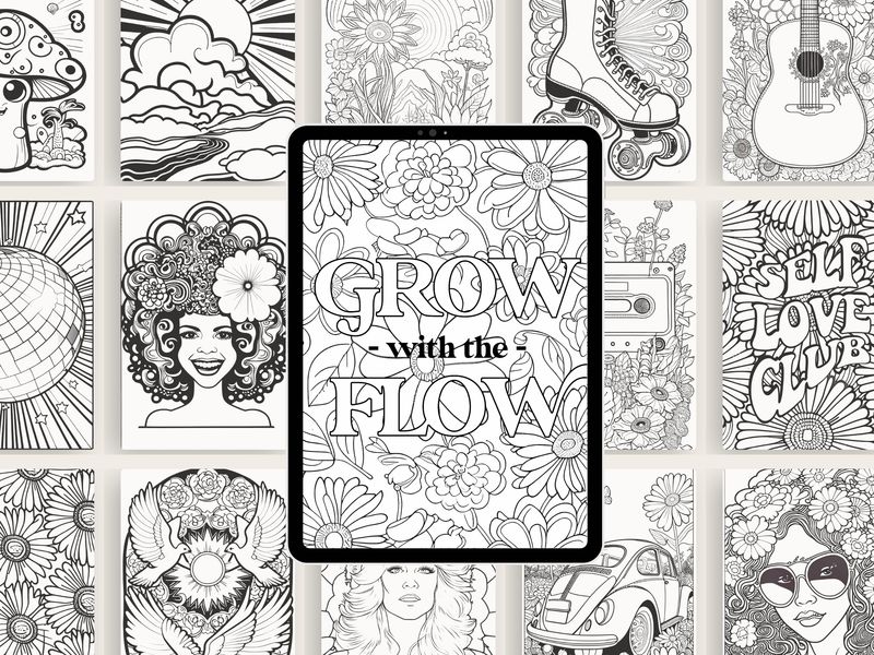 70s Retro KDP PLR Coloring Book Pages Graphic