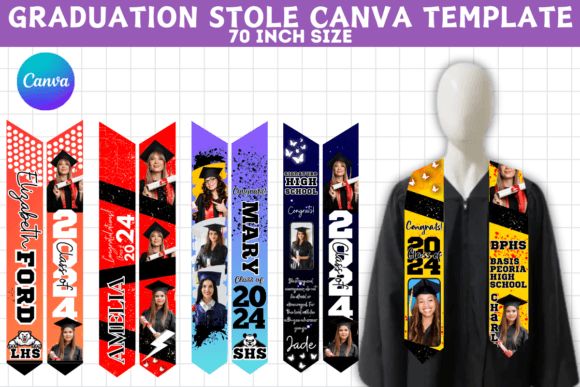 Graduation Stole Canva Editable Template Graphic