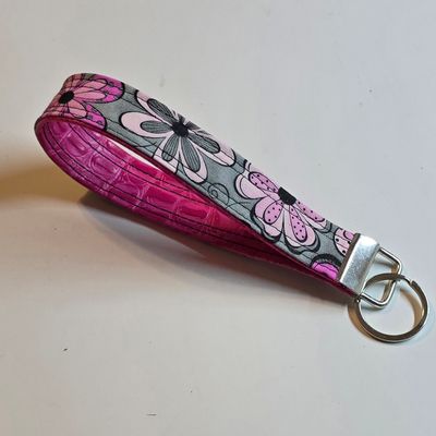 Key Fob Keychain Gray Floral (2)