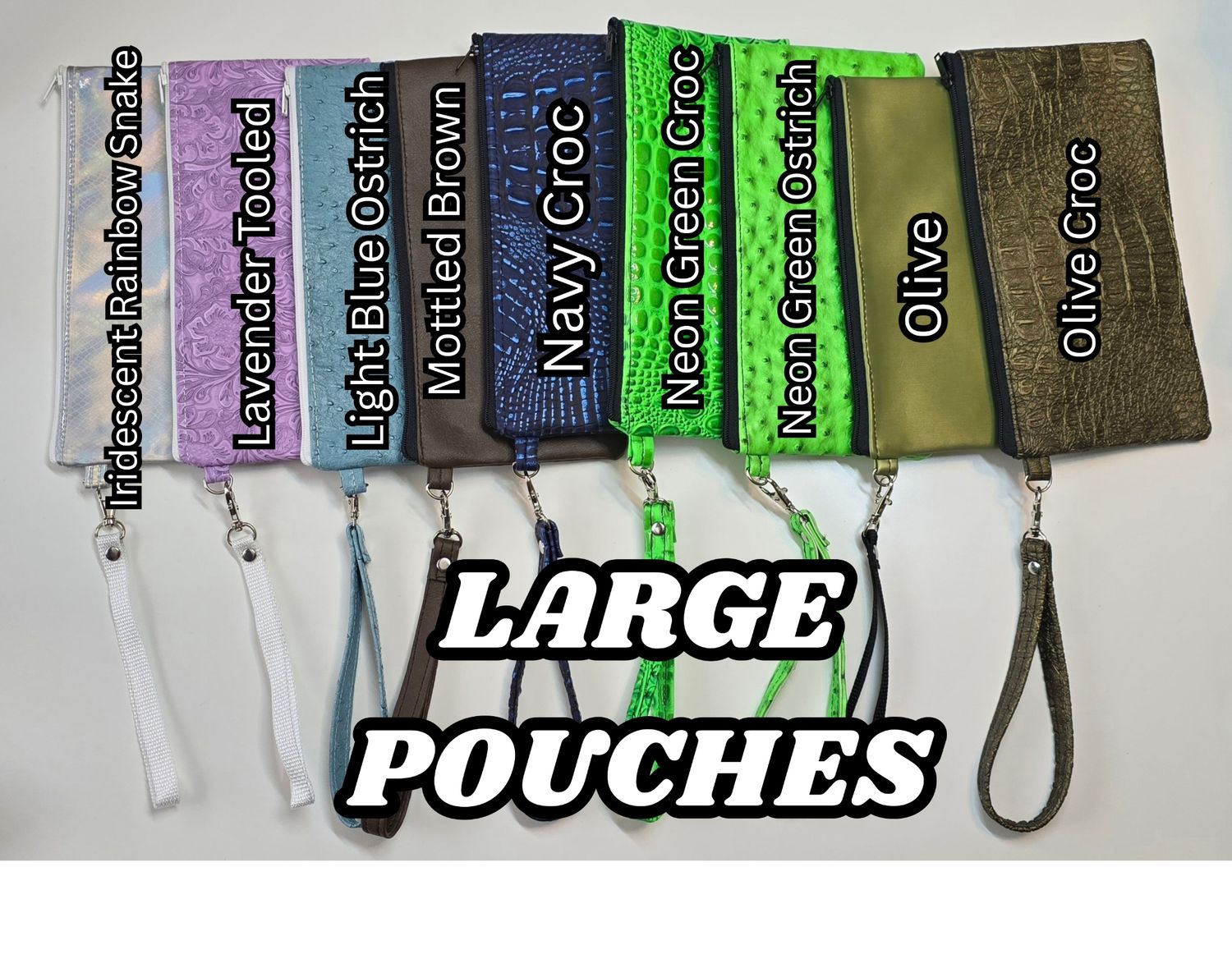 Zippered Pouch Large - Neon Green Croc