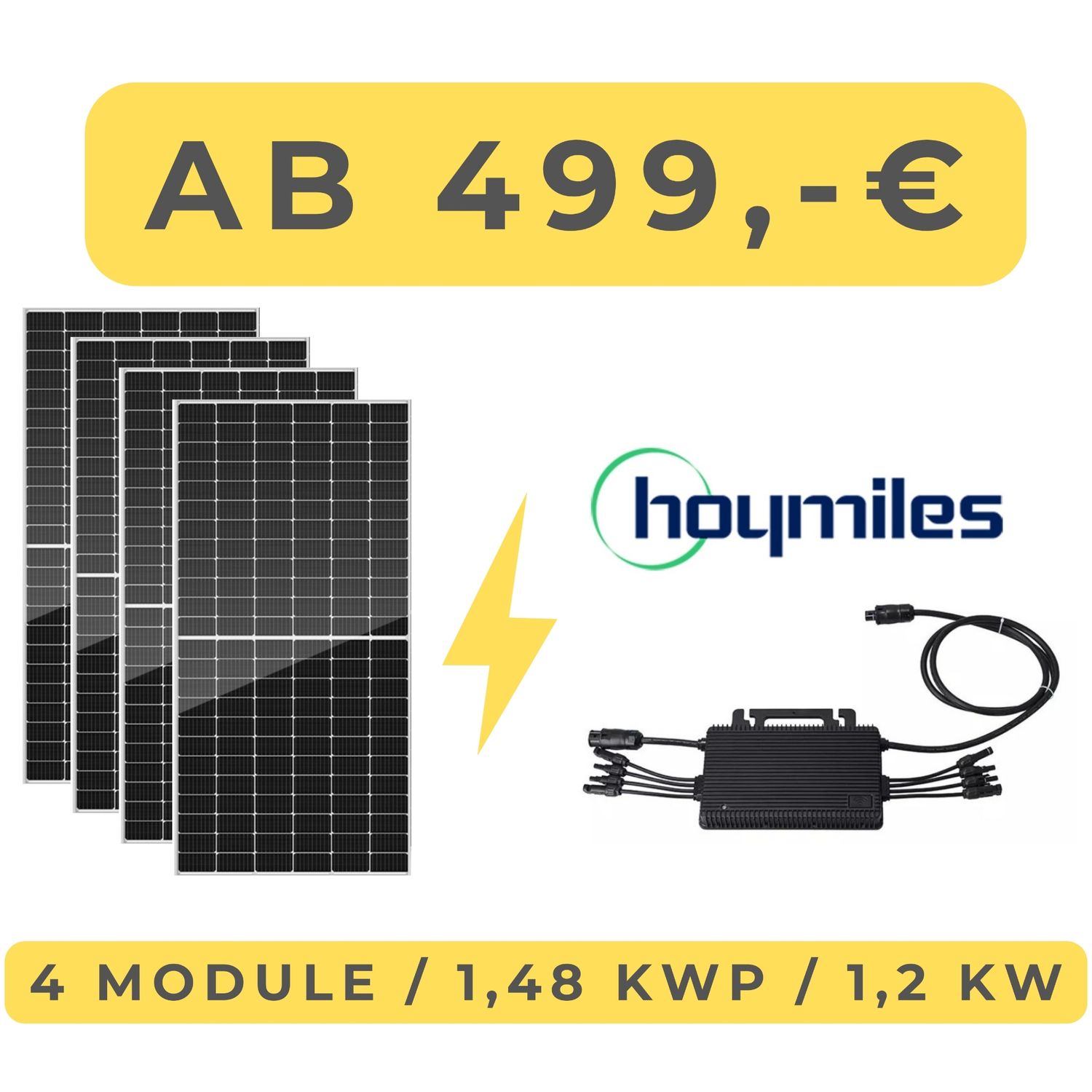 PV Anlage 1,48 kWp / 1,2 kW drosselbar auf 800W