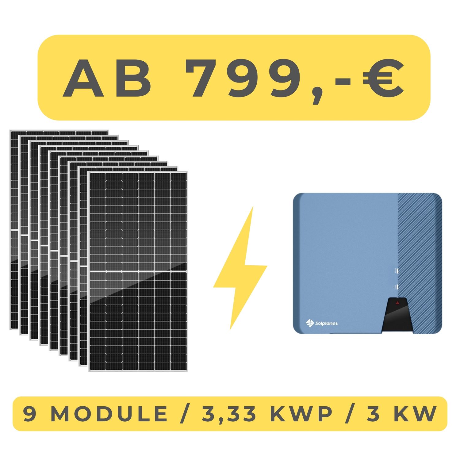 PV Anlage 3,33 kWp / 3 kW 1-phasig