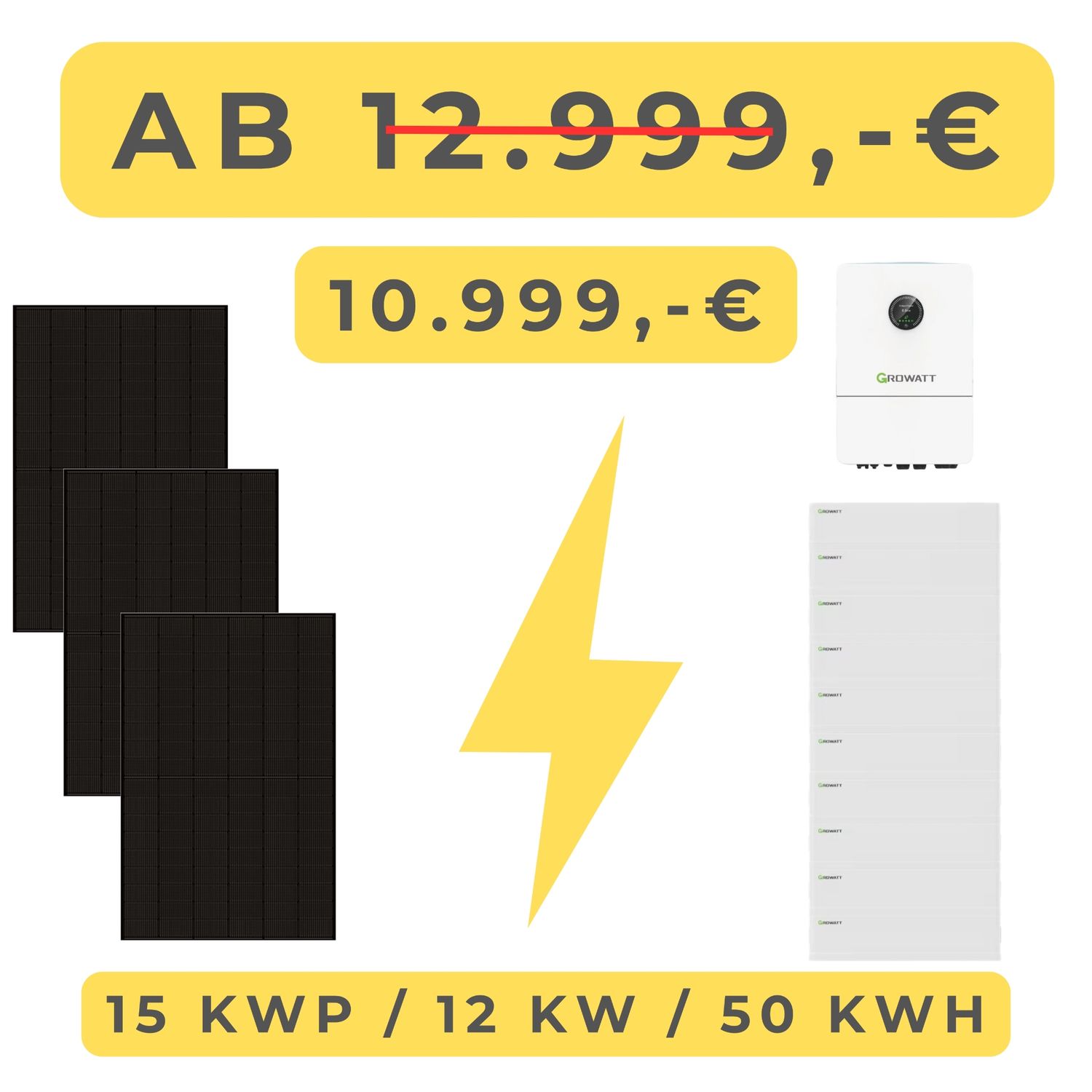 PV-Anlage 15 kWp inkl. 50 kWh Speicher