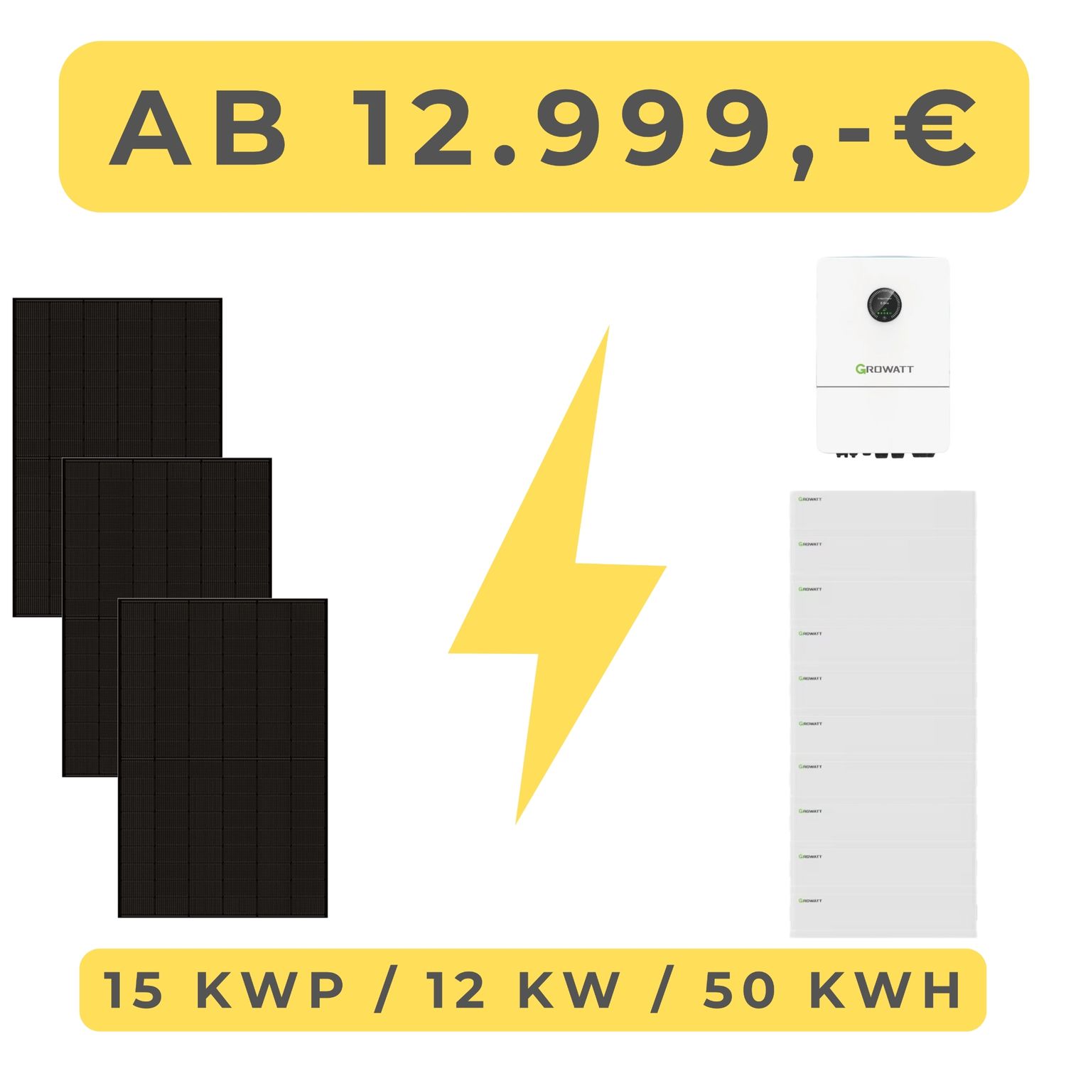 PV-Anlage 15 kWp inkl. 50 kWh Speicher
