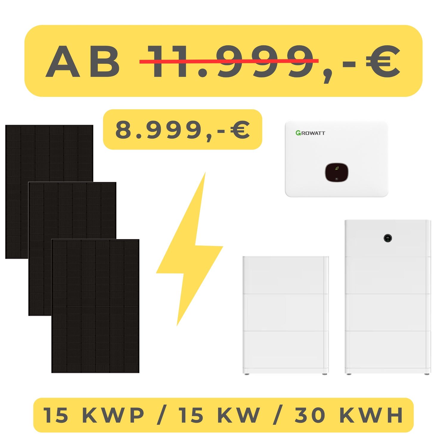 PV-Anlage 15 kW inkl. 30 kWh Speicher