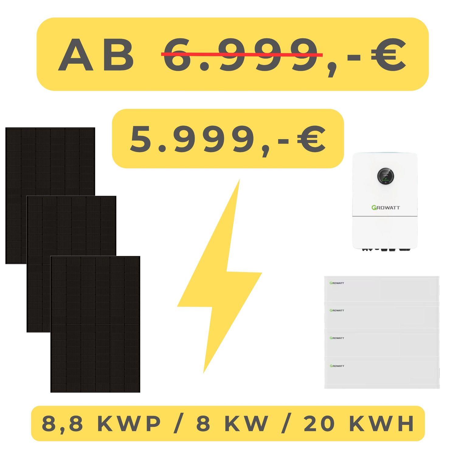 PV-Anlage 8 kW inkl. 20 kWh Speicher