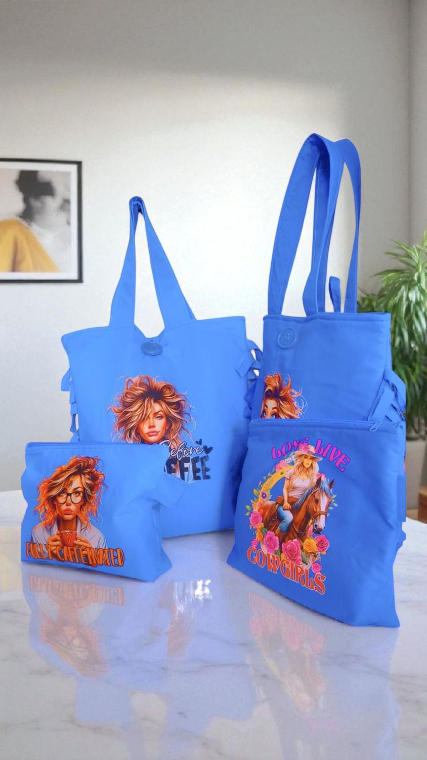 Yeirdesign beautiful blue handmade totebag set 