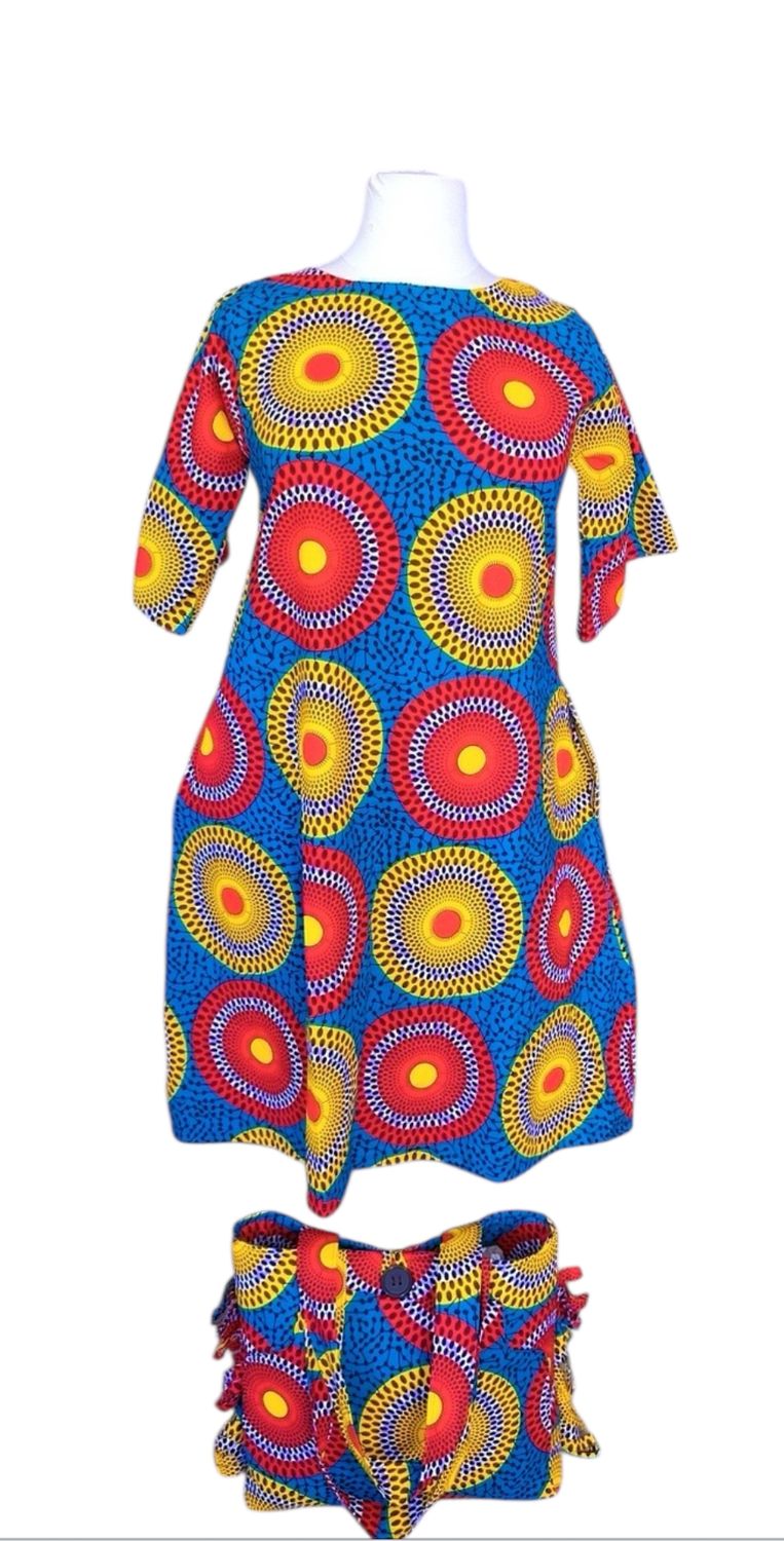 Yeirdesign dress and bag set African ankara fabric 