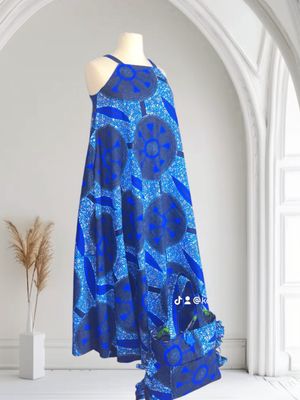 Yeirdesign blue dress with bag set 