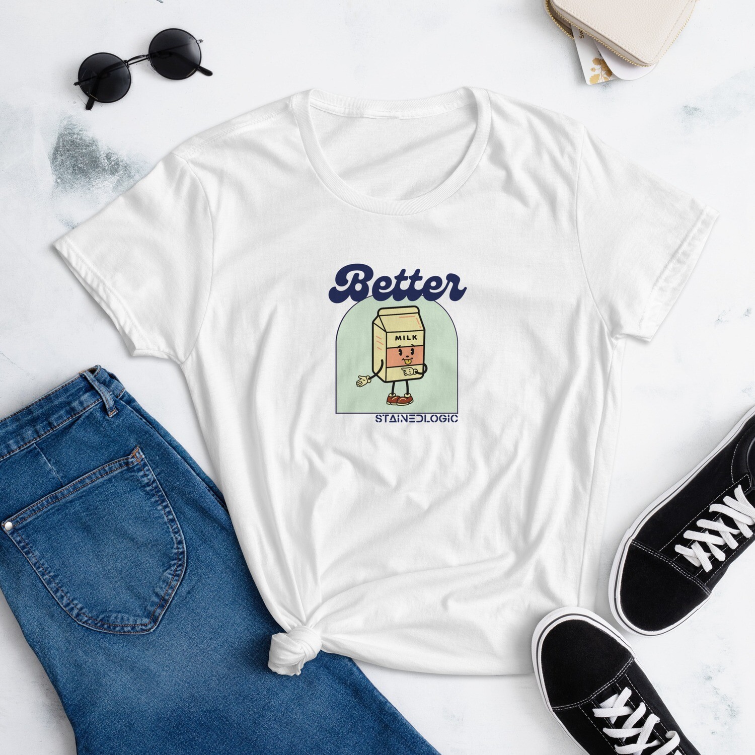 StainedLogic Exclusive - Milk &amp; Cookies Better Together - Women&#39;s Graphic Tee