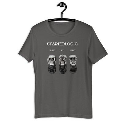 StainedLogic Trust but Verify Skull Graphic Tee