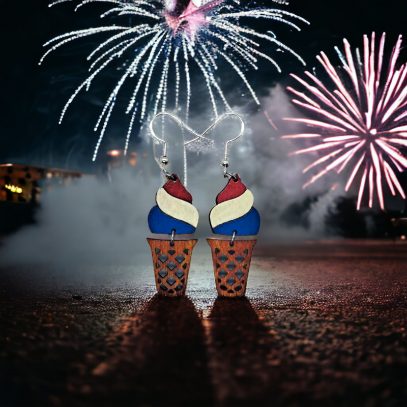 Fourth Of July Ice Cream Earrings
