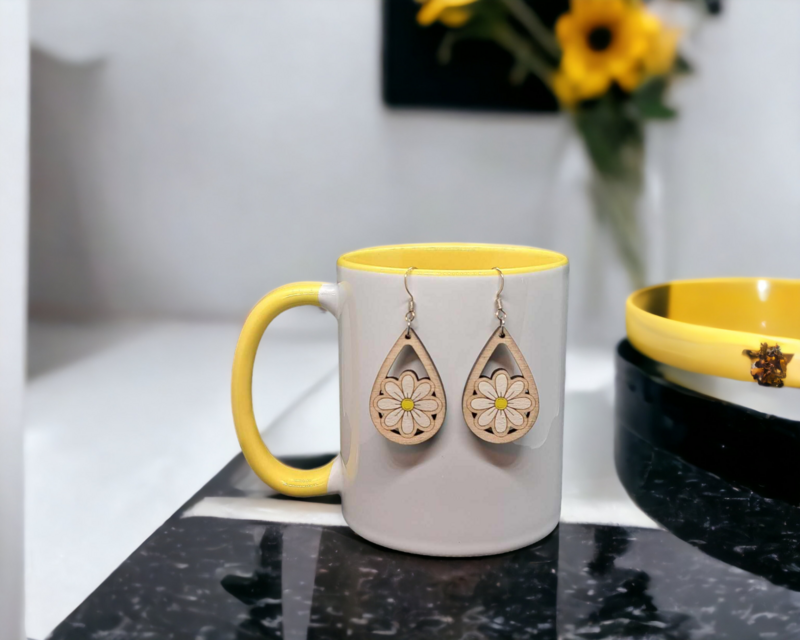Teardrop Daisy Dangle Earrings