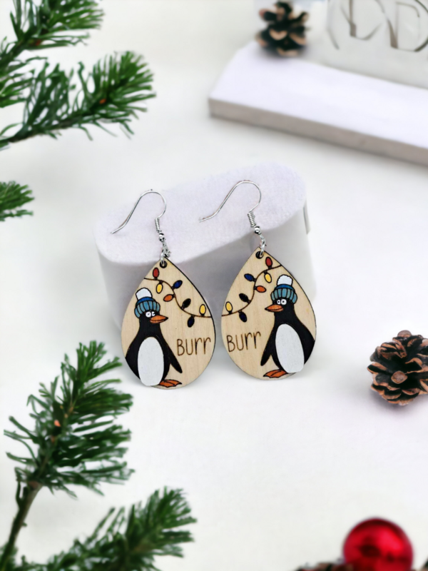 Burr Penguin Earrings