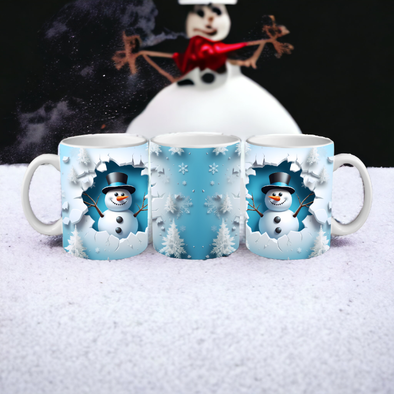 3D Snowman with Snowflakes