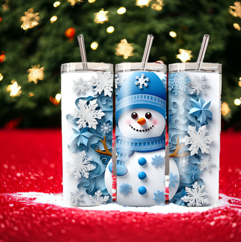 3D Snowman 20oz Skinny Tumbler