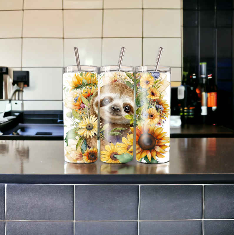 Sunflower &amp; Sloth 20oz Tumbler