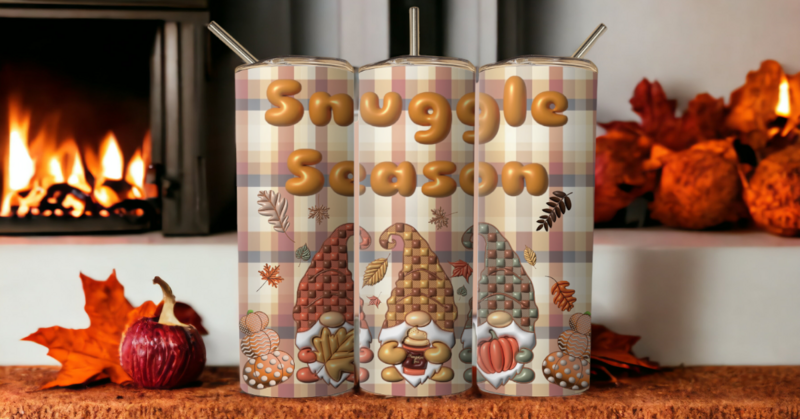 3D Puff Gnome Snuggle Season 20oz Skinny Tumbler