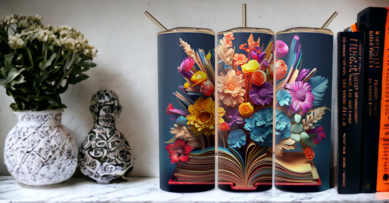 Colorful Flowers with Book