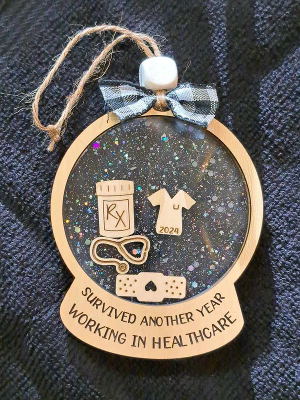 Survived another year in healthcare Shaker Ornament