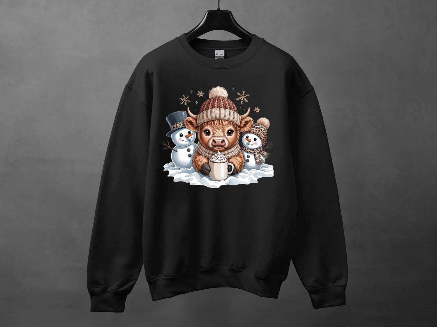 Cute snowmen and Highland Cow Sweatshirt