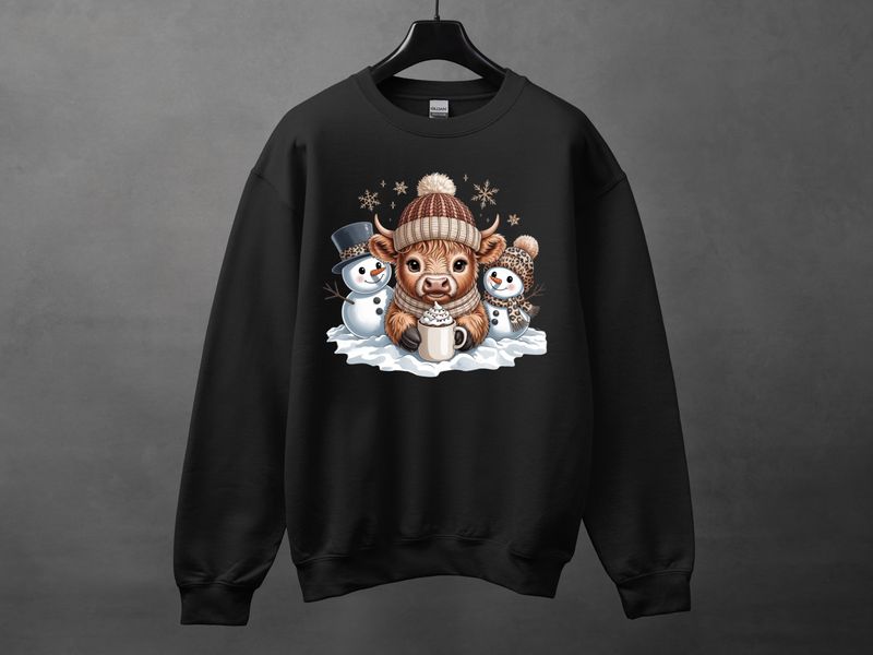 Cute snowmen and Highland Cow Sweatshirt