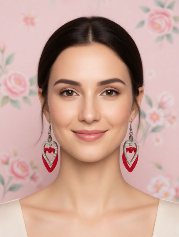 Double Heart Dangle Acrylic Earrings