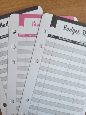 Budget sheets 10 pack