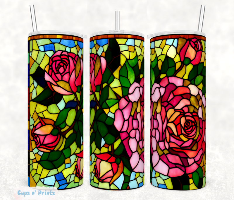 Roses Stained Glass Art Sublimated 20 30 oz