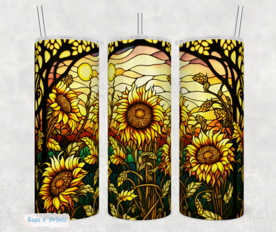 Sunflower Field Stained Glass Art 20 30 oz