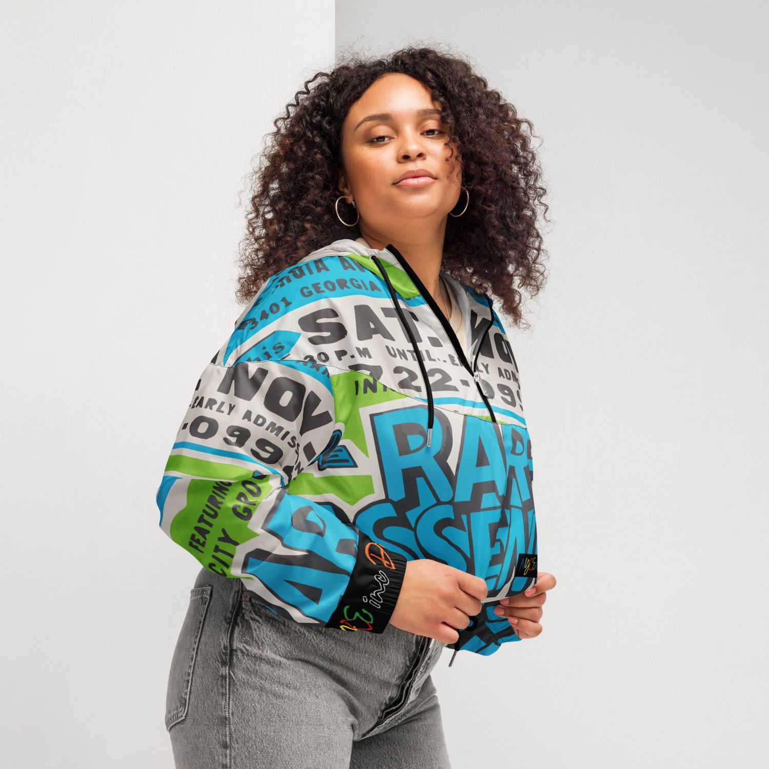 GO GO POSTER Women’s cropped windbreaker